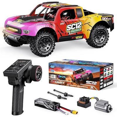 1/12 Brushless Remote Control Car RTR, 42MPH (70+Km/H 4WD Rc Short-Course Truck, Amateur-Level Rc Drift Car, Equipped with 3s 2200 Mah Battery, All-Terrain Tires, Suitable for Adults-RED