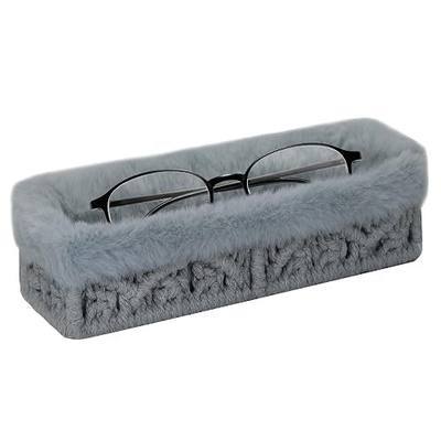 Glasses Holder for Nightstand,Plush Lined Eyeglass Stand Holder Glasses Organizer Tray for Office Desk Table