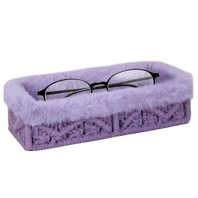 Glasses Holder for Nightstand,Plush Lined Eyeglass Stand Holder Glasses Organizer Tray for Office Desk Table