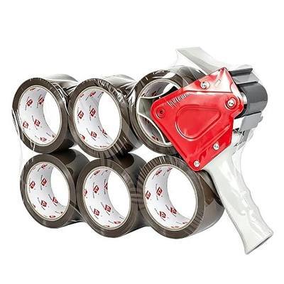 BOMEI PACK Heavy Duty Tape Gun and Dispenser with 6 Brown Packaging Tapes. Brown Packaging Tape 1.88 Inch X 55 Yards with Metal Tape Gun Dispenser for Moving Boxes,Warehouse Or General Packing Uses