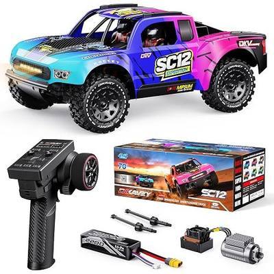 1/12 Brushless Remote Control Car RTR, 42MPH (70+Km/H 4WD Rc Short-Course Truck, Amateur-Level Rc Drift Car, Equipped with 3s 2200 Mah Battery, All-Terrain Tires, Suitable for Adults-Blue