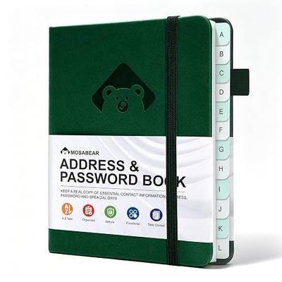 Address Book with Alphabetical Tabs, Hardcover Telephone Book Address Organizer Record for Record Contacts, Small Address Book to Store All Your Important Informations in One Place(Green)