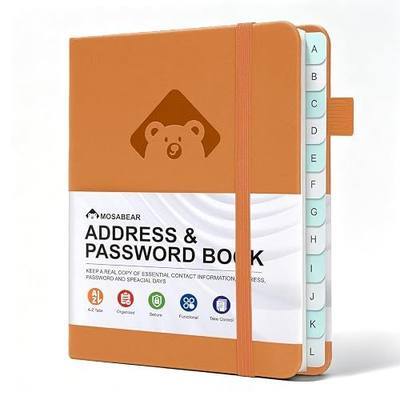 Address Book with Alphabetical Tabs, Hardcover Telephone Book Address Organizer Record for Record Contacts, Small Address Book to Store All Your Important Informations in One Place(Orange)