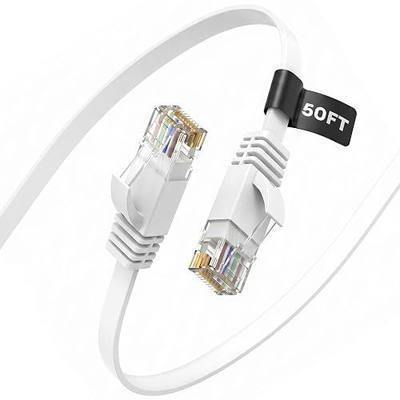 Molltto Flat Cat 6 Ethernet Cable 50 FT, 10Gbps Cat6 LAN Cable | High Speed Pure Copper Flat LAN Internet Cable for Gaming, TV, Laptop, Xbox, Modem, Router, Network Wiring