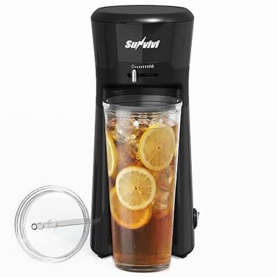 Iced Tea Maker Machine with 20OZ Pitcher, Cold Brew Coffee Maker with Reusable Filter, Strength Control for Flavor, Compact Single Serve Machine for Grounds/Tea for Home & Office, Black