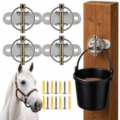 4 PCS Horse Water Bucket Hooks with Locking Pin, Heavy Duty Wall Mounted Feed Bucket Holder, Stable Bucket Hangers for Horse Stall, Barn, Livestock Feeding Supplies