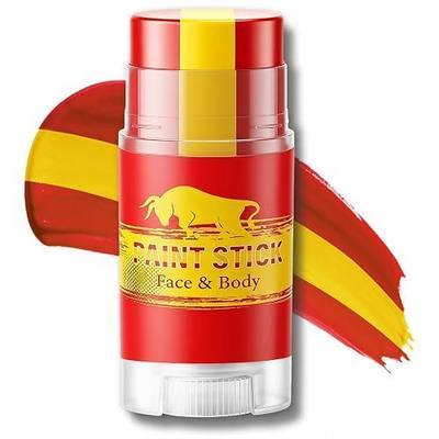 Red Yellow and Red Face Paint Spain Eye Black Stick(03 Spain) | 3 in 1 Colors Body Paint Sticks for Soccer,Football,Softball,Baseball,Gentle Blendable,High Pigment Eye Black Stick Makeup