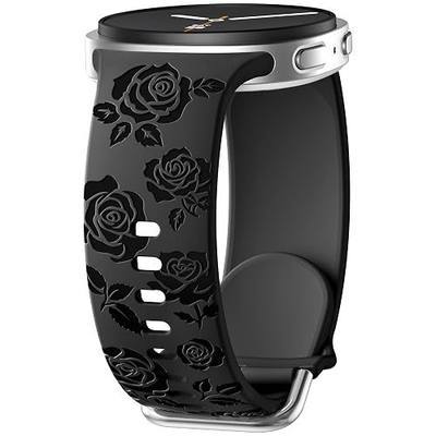 Floral Bands for Samsung Galaxy Watch 9 8 40mm 44mm Watch 8 Classic 46mm | Glossy Floral Engraved, Soft Waterproof Silicone, Sport Strap for Galaxy Watch 9 Band Women Men, Ideal for Workout Office