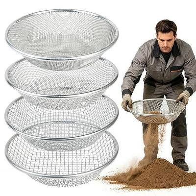 4 Pcs Soil Sifter for Gardening, Stainless Steel Compost Dirt Rock Sifter for 5 Gallon Bucket, 2/4/6/10mm Aperture,Rust-Resistant Sifter Fits for Sand,Gravel,Sawdust and Shell