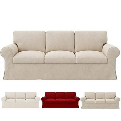 Ektorp Sofa Cover for IKEA Ektorp 3-Seat Sofa, Polyester Slipcover Set with 1 Frame Cover + 3 Seat Cushion Covers + 3 Back Cushion Covers, Machine Washable, Khaki