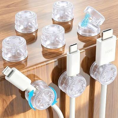 AGPTEK 8 Pack Magnetic Cable Clips, 360° Rotatable Cord Holder, Clear | Adhesive Desk Cord Organizer for Nightstand, Home Office Wire Management Wire Keeper for Phone Charger USB Charging Cables