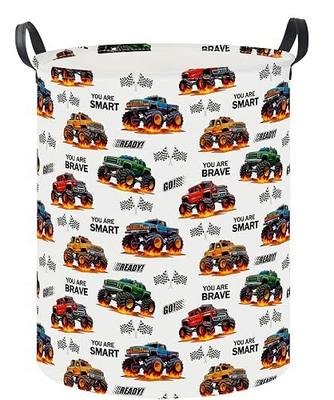 19.7" Laundry Basket,Dirty Clothes Hamper,Waterproof Storage Bin,Room Decor,Gift Baskets,Nursery Hamper(Flame Racing)