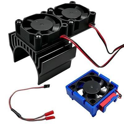 VXL-3s ESC Cooling Fan and Motor Cooling Fan Dual Fan Set Compatible with 1/10 Traxxas Slash 4×4 VXL Stampede 4×4 Rustler 4×4 Hoss 4×4 Velineon VXL-3s Heat Sink, Black