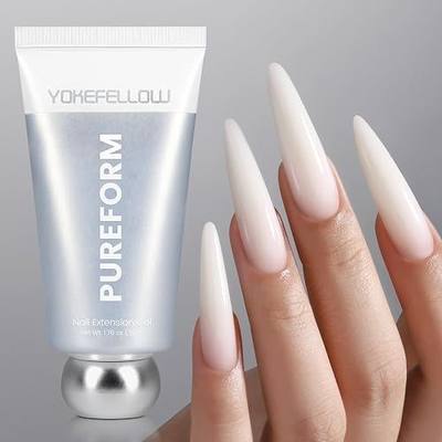 YOKEFELLOW Pureform Poly Nail Gel 50g, HEMA & TPO Free, Milky White Nude Nail Extension Gel for Professional Nail Art Salon Use(PF09 Cream Shell)