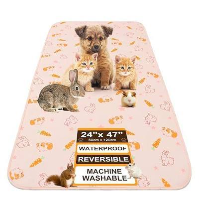 BEAUTYZOO 2 Pack Reversible Fleece Guinea Pig Cage Liners - Washable Guinea Pig Pee Pads, Reusable Waterproof Guinea Pig Bedding Super Absorbent Pee Pad for Small Animals Rabbit Hamster Rat -47"x24"