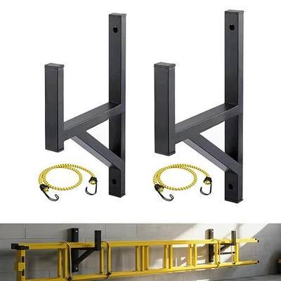 Trailer Ladder Rack,Side Mount Ladder Rack for Truck,2 Pack Heavy Duty Steel Trailer Ladder Rack with Bungee Cords Fit for Open and Enclosed Trailer Trucks, Vans, RVs Side Wall, Max 380 LBS Per Pair