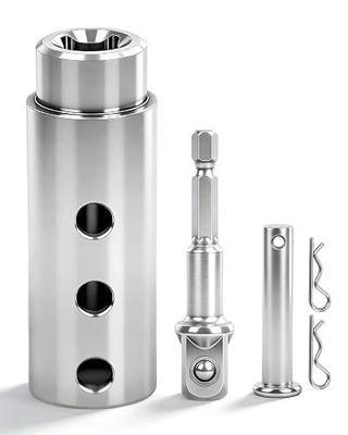 Trailer Jack Drill Adapter Kit, 1" Shaft for Top Wind Trailer Jacks | Use with a cordless drill or ratchet wrench for faster cranking; stainless steel adapter includes a 1/2" drive socket.