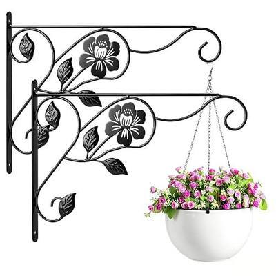 2 Pack Hanging Plant Brackets,Heavy Duty Plant Hangers Iron Hooks | 12 Inch Wall Mounted Metal Plant Hooks for Hanging,Holds up to 30 Lbs,for Bird Feeders, Flower Baskets, Lanterns, Wind Chimes