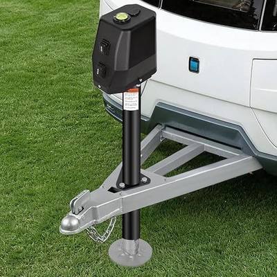 7600lbs Waterproof Electric Trailer Jack with Built-in Spirit Level, Heavy Duty Power Tongue Jack for A-Frame RV Travel Trailer Camper, 9.45"-32.68" Lift,12V DC Dual Wire, with Manual Handle