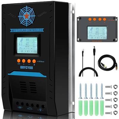100A Solar Charge Controller, 12V/24V Auto Voltage Detection, LCD Display, 100V Max PV Input, for Lead Acid, AGM, Sealed, Gel, Flooded, LiFePO4 Batteries (+1.5M LCD485 & External LCD Display)