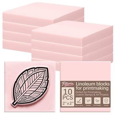 10Pcs Square Linoleum Blocks for Printmaking,2x2in Premium Rubber Stamps, Printmaking Supplies for Printing, Stamp Making, and a Wide Range of DIY Craft Projects