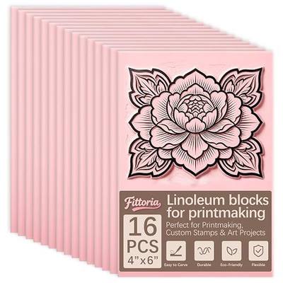 16Pcs 4x6 Inch Soft Linoleum Blocks, Premium Rubber Linocut Carving Blocks Ideal for Stamp Carving, Relief Printing and Various DIY Art Craft Creations