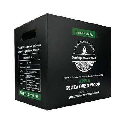 Apple Pizza Oven Wood, 6" Kiln-Dried Apple Hardwood | Pizza Wood with Fire Starter for Brick Pizza Ovens & Wood-Fired Grills, Low Smoke, High Heat, Pro-Grade, Ready to Use, 6 lb