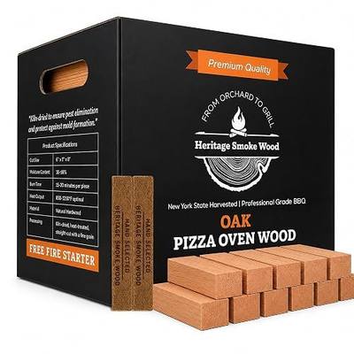 Oak Pizza Oven Wood, 6" Kiln-Dried Oak Hardwood | Pizza Wood with Fire Starter for Brick Pizza Ovens & Wood-Fired Grills, Low Smoke, High Heat, Pro-Grade, Ready to Use, 6 lb