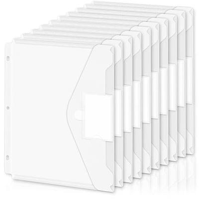 Binder Pocket, 10 Pack Super Heavyweight Plastic Folders for 3 Ring Binder, Folders with Pockets Side Loading, Binder Pouch with Label Expandable, Letter Size, Transparent