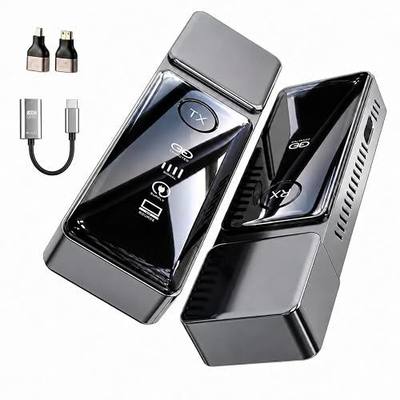 Wireless HDMI Transmitter and Receiver 1080P@60Hz Zero Latency | 5GHz Wireless HDMI, Plug & Play, 4K Decode, <0.01s Latency, Up to 328ft Range. Includes USB-C, Mini & Micro Adapter
