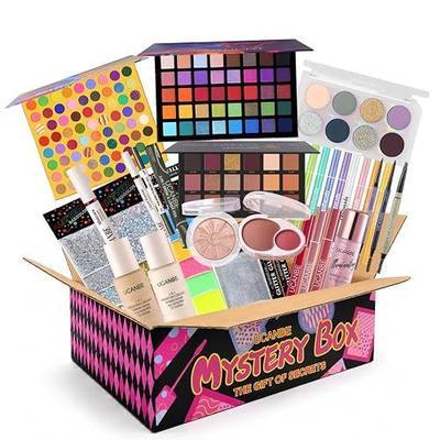 UCANBE Makeup Set Box, Assorted Makeup & Cosmetics Gift Box Worth $100, Beauty Set with Eyeshadow Palettes, Face Makeup, Glitter, Lip Products, Eye Makeup for Women