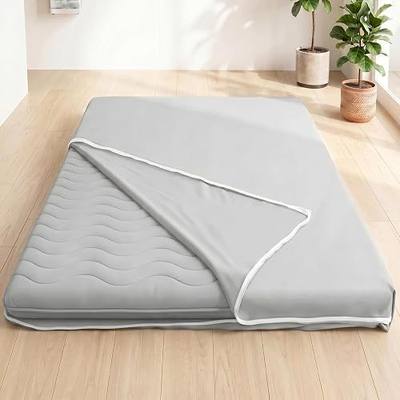 SCHNAUZER HOME Mattress Cover for 2-4" Thick Japanese Futon Mattress, Floor Mattress Tatami Mats Cover with Zipper, Dustproof and Machine Washable, 84" L×43" W, Grey, Twin