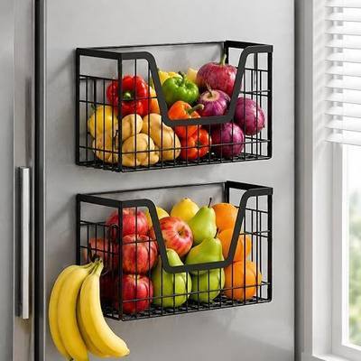 UFORU Magnetic Shelf for Fridge, Strong Magnet Storage Rack for Kitchen | 2 Pack Set, Holds Up to 30 lbs, Spacious Hollow Basket Design, Upgraded Material, Durable Construction, Space-Saving Storage
