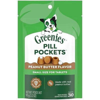 Greenies Pill Pockets for Dogs Small Size, Tablet Pill Treats for Dogs, Peanut Butter Flavor, 3.2 oz. Pouch (Pack of 6)