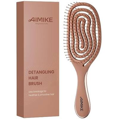 AIMIKE Spiral Flex Hair Brush for Fine Hair, Gentle Detangler with Ultra-Soft FlexGlide Bristles, Pain-Free Glide-Through Detangling, Smooth & Comfortable, Wet Dry Vented Hairbrush for Women & Kids