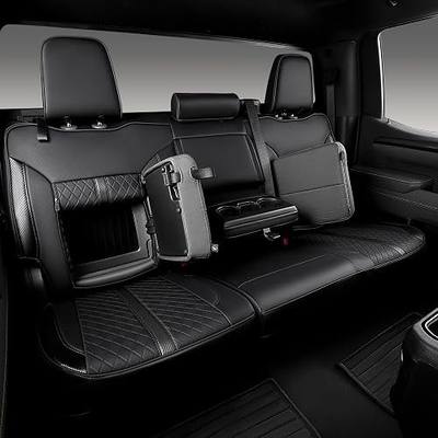 Custom Silverado Seat Covers for 2019-2026 Chevy Silverado/GMC Sierra 1500 | Fits 2020-2026 2500/3500 HD Crew Cab, Waterproof Leather Full Set, Fits Rear With/Without Storage, Not for ZR2, Black