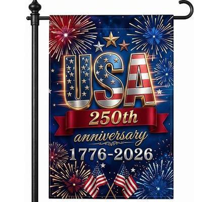 250 Anniversary USA Flag, 4th of July Decorations, Double Sided, UV Protection, Fade Resistant, 12x18 Inch, American Patriotic Outdoor Yard Garden Flags, 1776-2026 Commemorative (Blue)