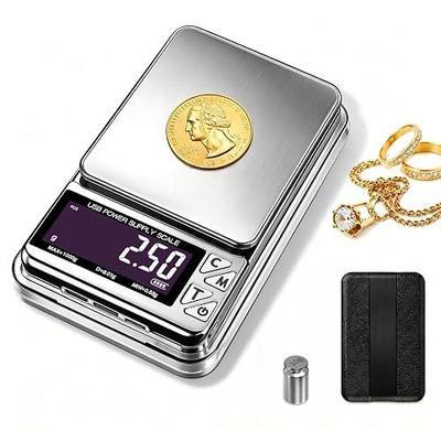 Coin Scale, 1kg/0.01g High Precision Jewelry Scale & gram Scale | 7 Units, PCS Counting, Supports USB-C, Micro-USB, and Lightning charging ports