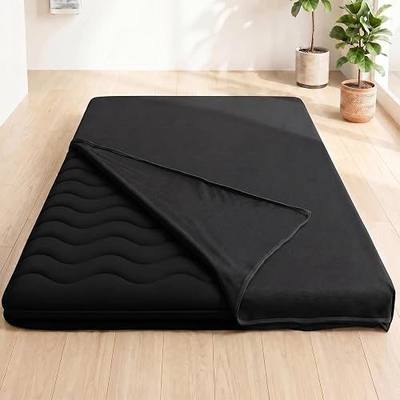 SCHNAUZER HOME Mattress Cover for 2-4" Thick Japanese Futon Mattress | Floor Mattress Tatami Mats Coverwith Zipper, Dustproof and Machine Washable, 84" L×43" W, Black, Twin