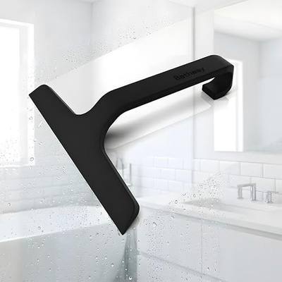 Bathroom Glass Shower Door Squeegee, Silicone & Metal, Black, 10"W x 9.2"L | Effortless, Time-Saving, Rustproof, Flexible, High Quality, Efficient, Cost-Effective, Multi-Functional, Wear-Resistant