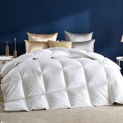 APSMILE Goose Down Fiber Comforter,Oversized Queen Duvet Insert-All Season | 750FP White Ethical Down Feathers Bed Comforter.DOWNPASS Certified.400TC Noiseless Fabric.8 Corner Loops.Machine Washable