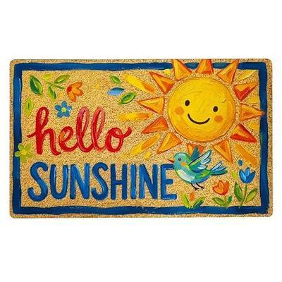 Welcome Mat 17x29 Inch Spring Summer Front Door Mat, Hello Sunshine | Non-Slip Rubber Backing, Low Profile Design, Easy Clean, Absorbs Dirt, Heavy Duty, Indoors and Outdoors Use