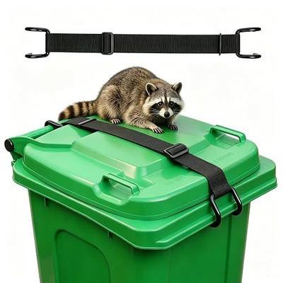Metal Claw Trash Can Lock with Elastic Strap for 28-96 Gallon Bins | Dual Mount Design - Clamp or Tie, Adjustable Animal-Proof & Windproof Garbage Can Lock, Keep Out Raccoons & Bears