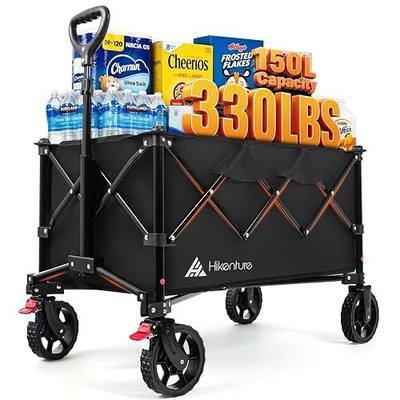 Hikenture 150L Wagons Carts Foldable, 330 lbs Collapsible Heavy Duty Wagon | Folding Wagon with All-Terrain Wheels, 15 lbs Lightweight Utility Cart for Grocery Shopping, Camping, Garden, Daily Use