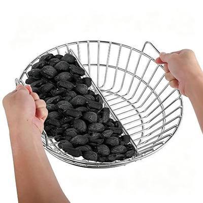 Charcoal Basket with Divider for Large Big Green Egg and Kamado Joe Classic, Stainless Steel Ash Basket for 18 Inch Ceramic Grill, Lump Charcoal Holder, 1 Pack