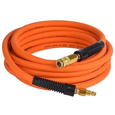 Hybrid Air Hose 3/8-Inch by 25-Feet Air Compressor Hose - Flexible Heavy Duty Braided Pneumatic Hose for Garage Shop Automotive Use with Quick Connect Fittings 300 PSI