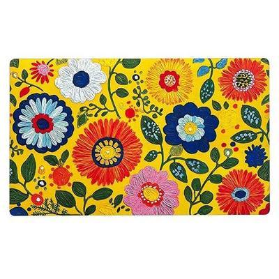 Welcome Mat 17x29 Inch Spring Summer Outdoors Indoors Front Door Mat, Low Profile Doormat for Outside Inside Home Entrance, Non Slip Rubber Back Floor Rugs for Entryway, Yellow Flower