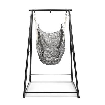 ONCLOUD Upgraded Hammock Chair with Stand for Outside, Heavy Duty Steel Hammock Chair with Stand for Porch, Backyard, Indoor or Outdoor (Black & White)