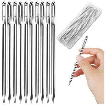 Upholstery Needle for Sewing, 4 Inch Length, 3mm Thickness, Big Eye Hand Sewing Needles for Stitching and Crafting, 10 Pieces