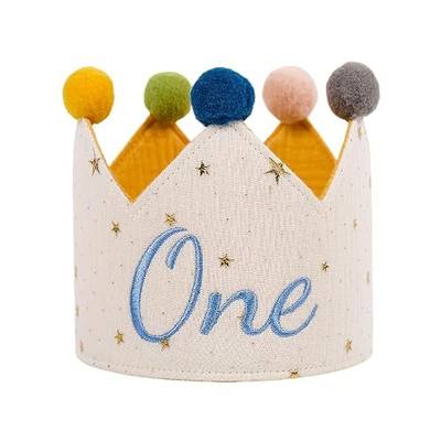 1st Birthday Crown Cute Personalized Baby Boy Girl First Headband Hat, Milestone Celebration One Party Decorations